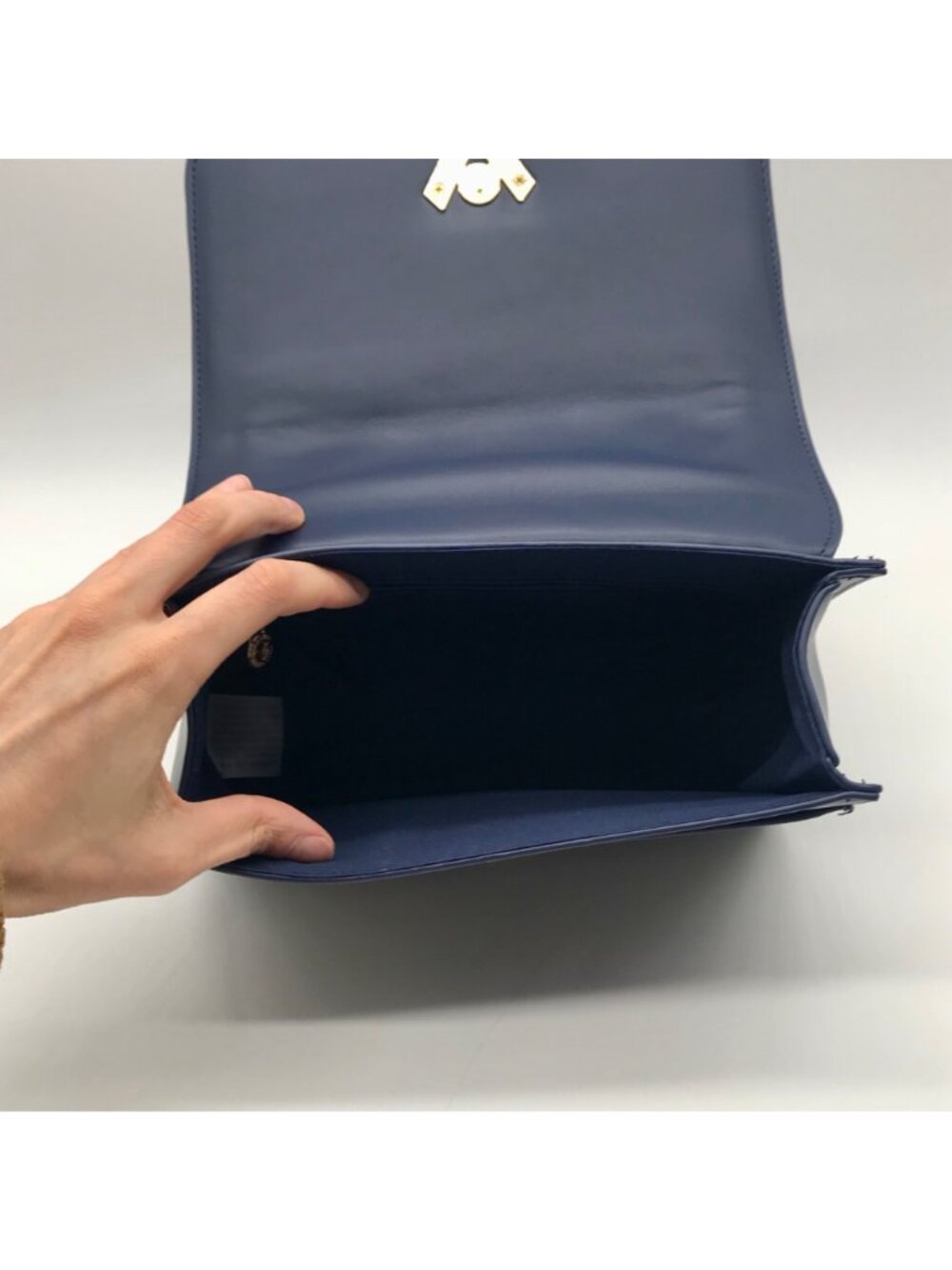 Valentino Orlandi Navy Blue Faux Leather Crossbody Bag - Picture 10 of 11